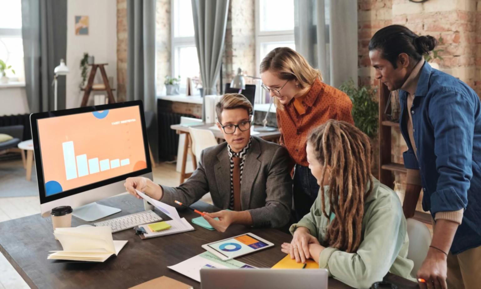 Professional reviewing website analytics and traffic reports